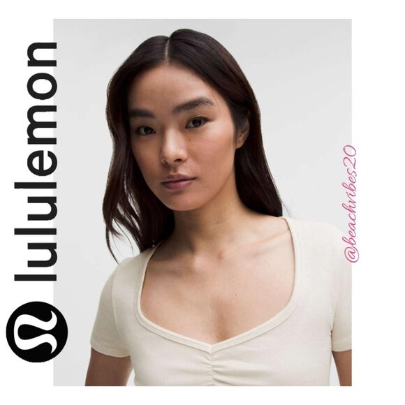 LULULEMON ATHLETICA Hold Tight Sweetheart Short-Sleeve Shirt Light Ivory 10 NWT - Picture 4 of 6